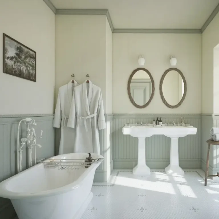 vue d'une salle de bain avec baignoire et vasque