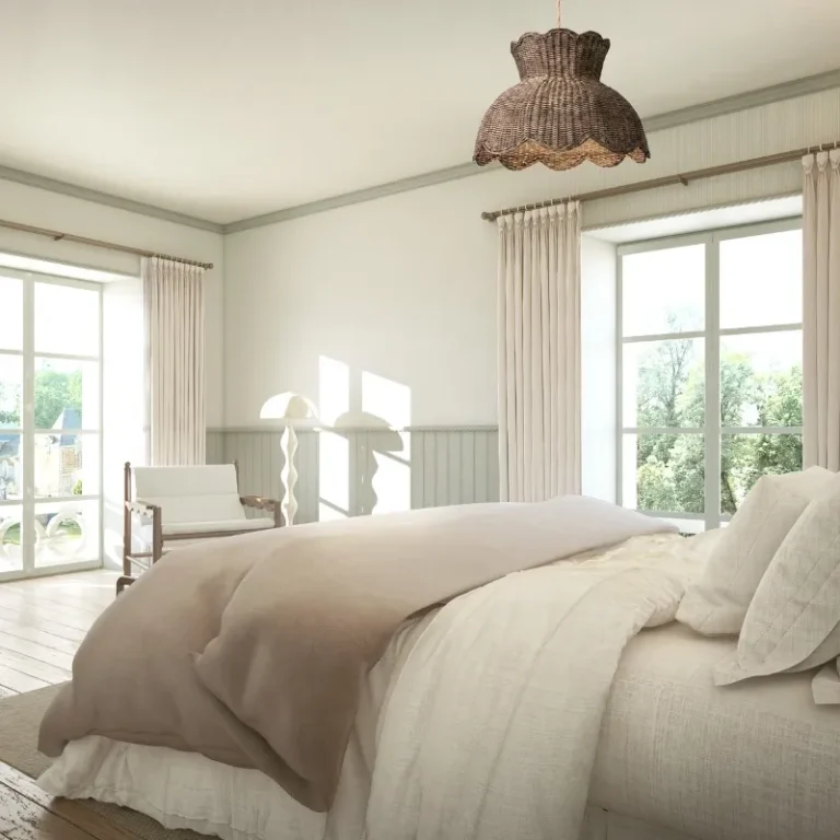 vue sur les deux grandes fenêtres de la chambre prestige, baignée de lumière